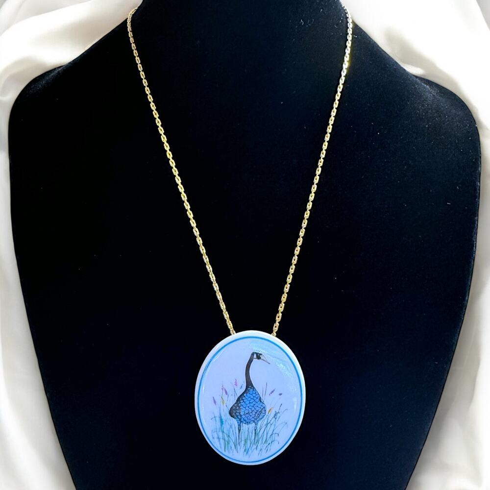P. Buckley Moss Society Hand Painted Porcelain Pendant Necklace/Brooch, 2014